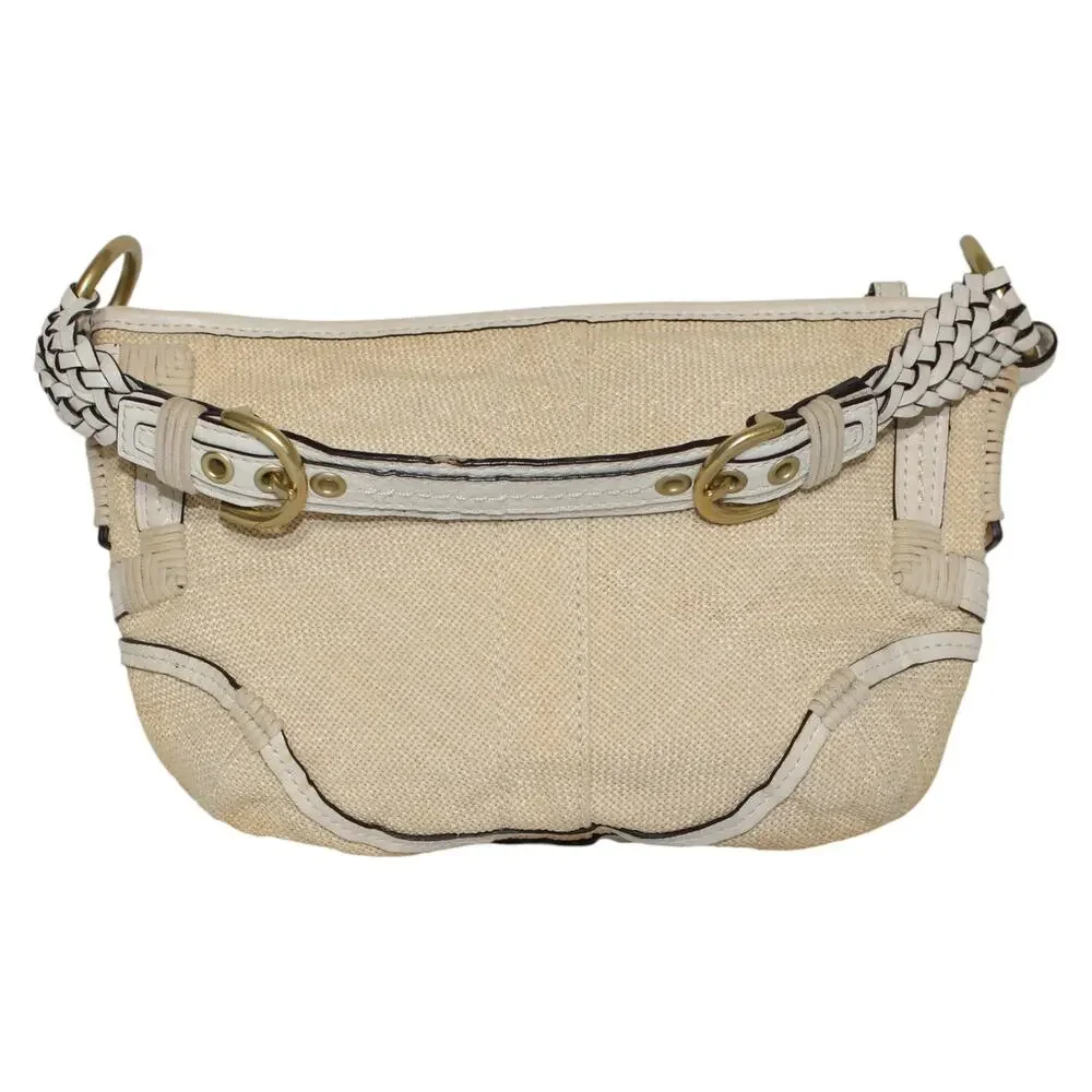 Coach Straw & Leather Soho Hobo Shoulder Bag 4710 Ivory colored leather trim
